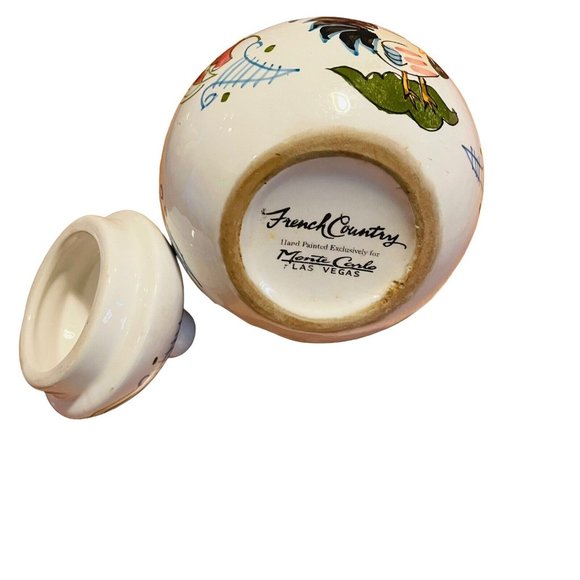French Country Monte Carlo Las Vegas Hand Painted Sugar Bowl Souvenir - Picture 4 of 6